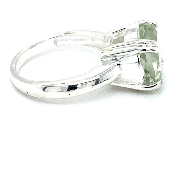 Prasiolite 4.08ct Platinum Finish Silver Ring - Picture 3 of 6